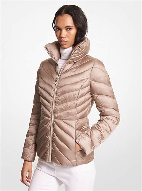 michael kors hooded quilted down packable puffer|Michael Kors winter puffer jacket.